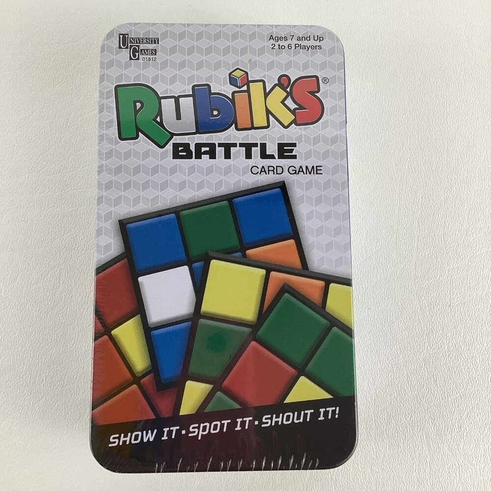 Rubik's Battle Card Game Brain Teaser Family Game Night Storage Tin New SEALED